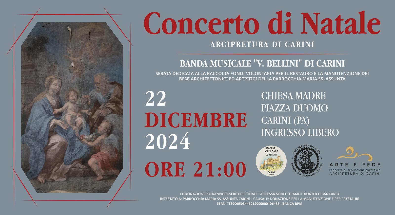 Concerto di Natale in Chiesa Madre: si esibisce la banda Bellini