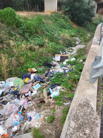 Maxi discarica sul letto del torrente Falco delle Grazie: gru in azione per rimuovere i rifiuti